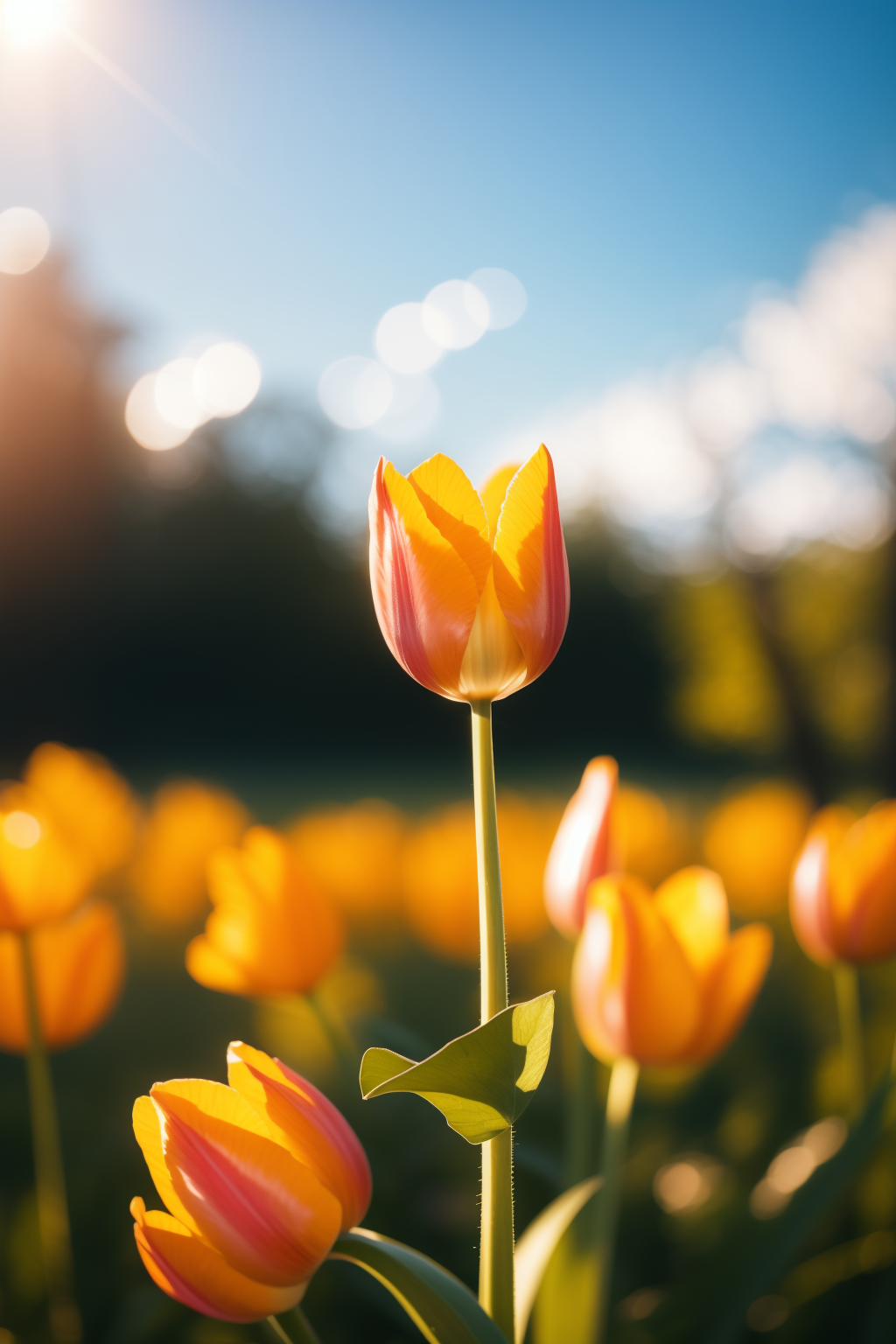 23474-4141579243-masterpiece,best quality,ultra highres,8k,Sharpen,scenery,still life,plant,outdoors,nature,blue sky,orange flowers,tulip,_lora_光.png